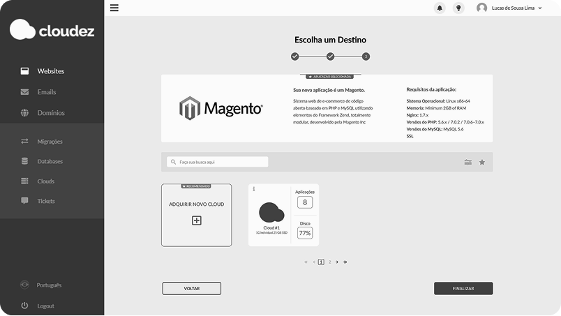 Depois: recomendação de cloud