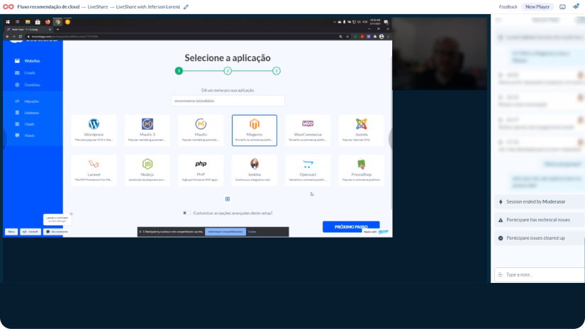 Teste de usabilidade, etapa 2: selecionando a aplicação