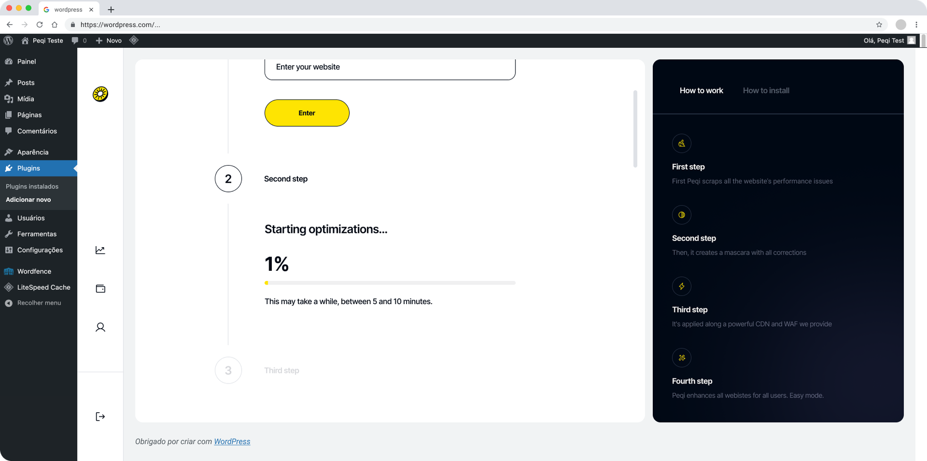 Adicionar website, passo 3: iniciando otimizações