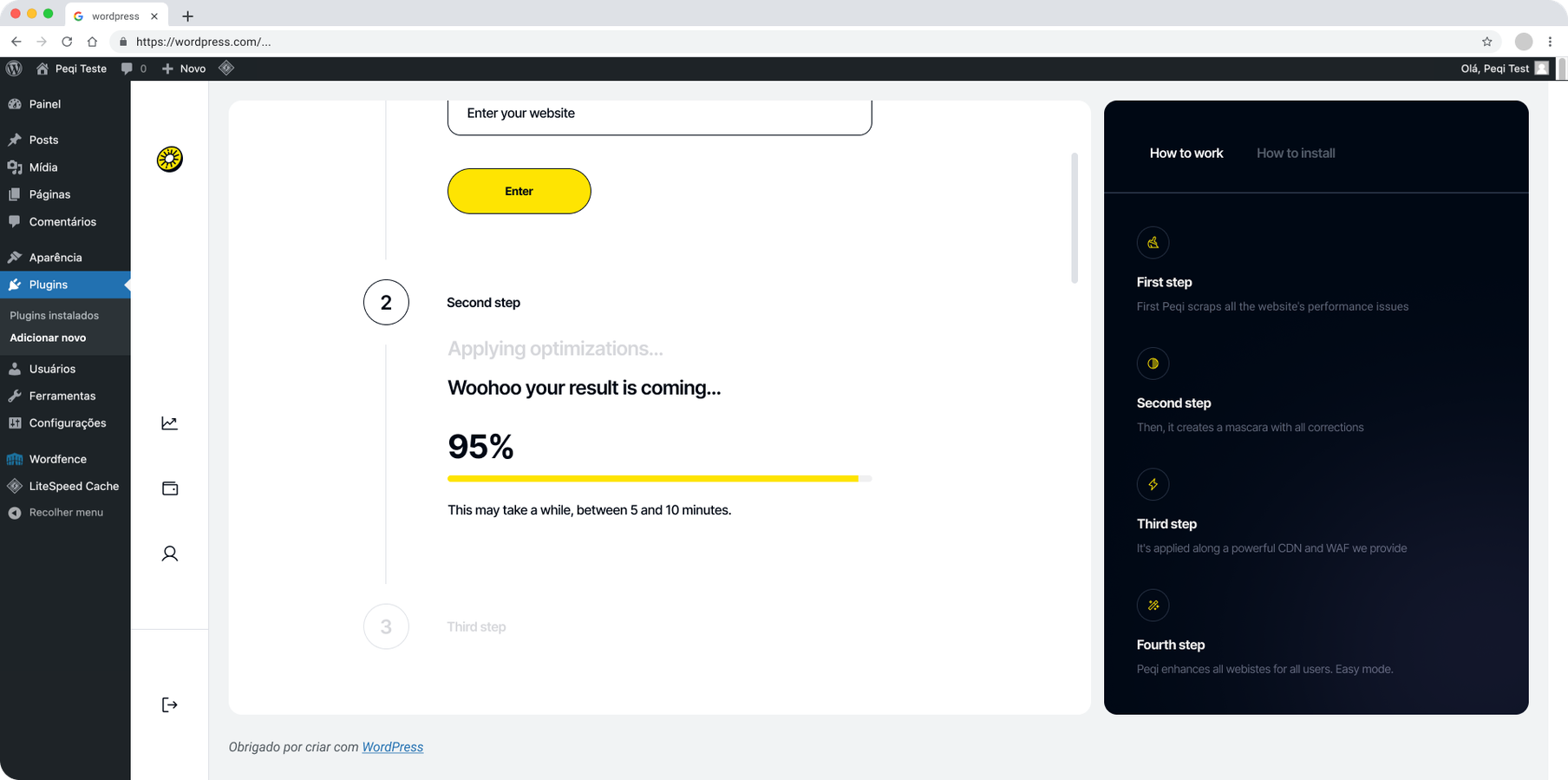 Adicionar website, passo 4: aplicando otimizações
