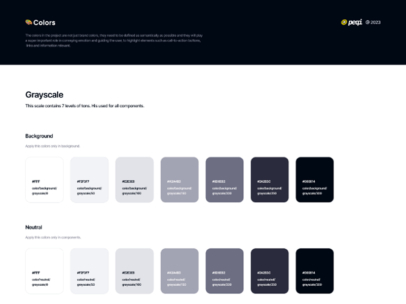 Styleguide Peqi: Cores — grayscale