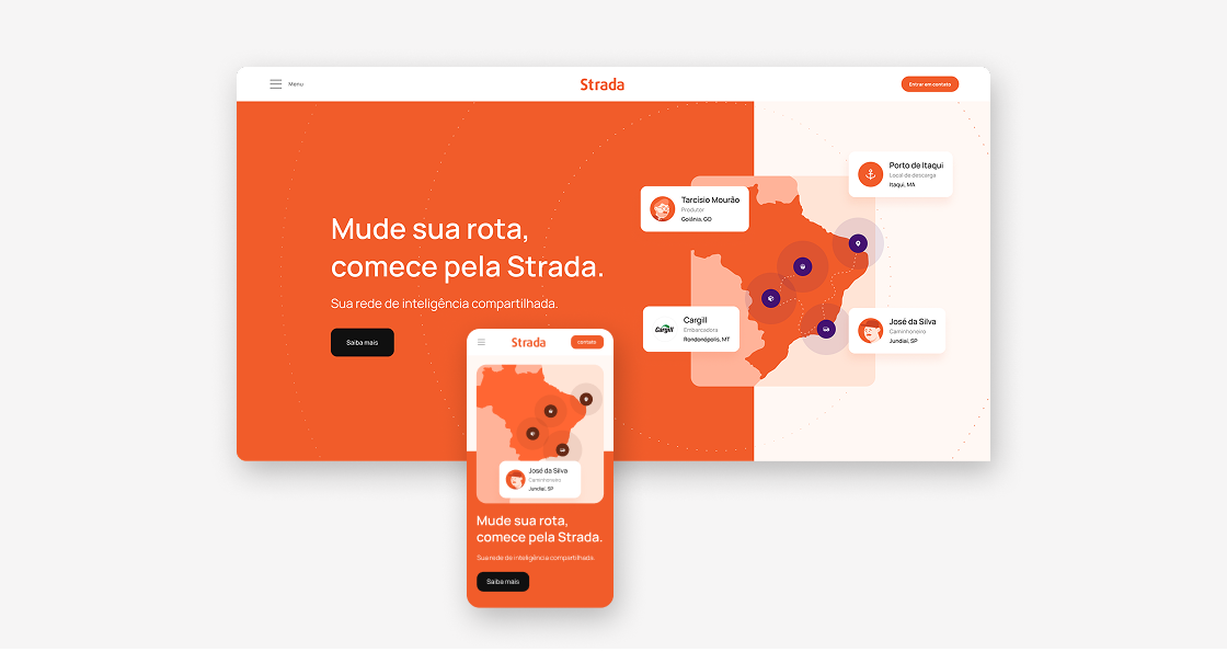 Novo site da Strada no desktop e no celular