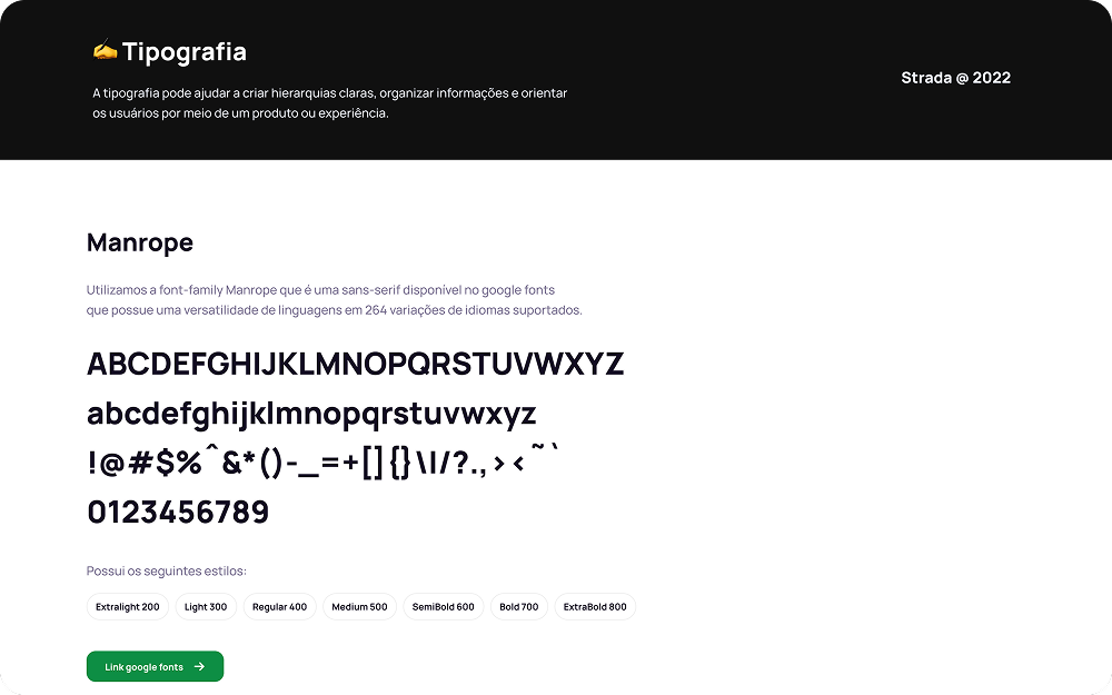 Styleguide Strada: Tipografia — Manrope