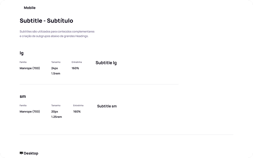 Styleguide Strada: Tipografia — Subtitles
