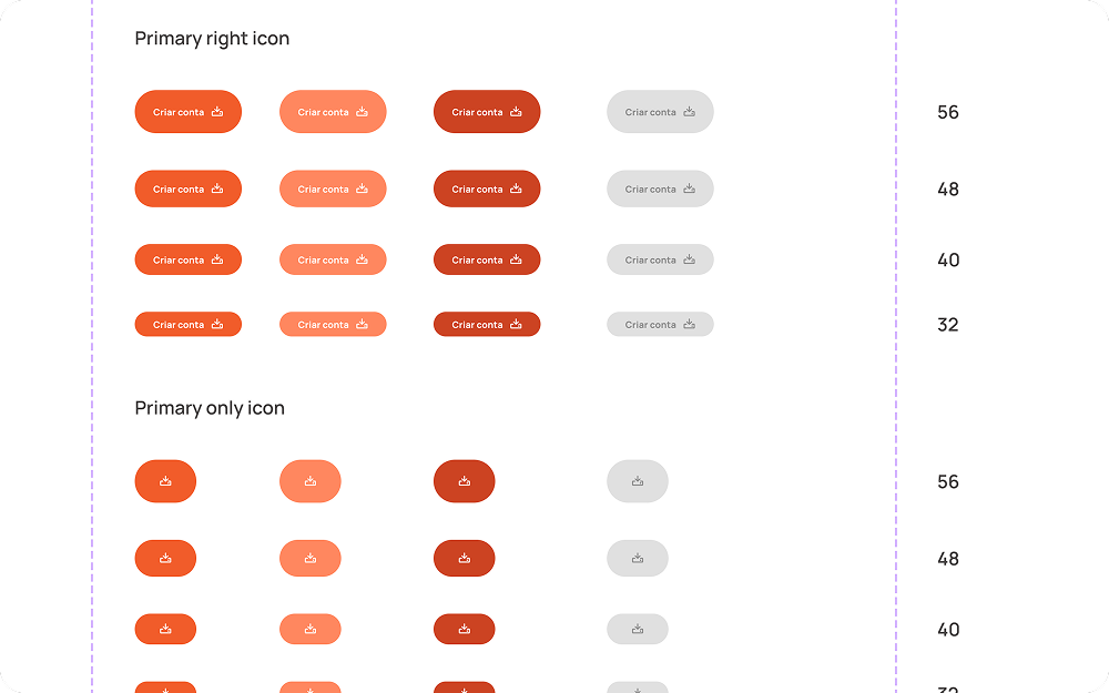 Styleguide Strada: Botões — Primary com ícone